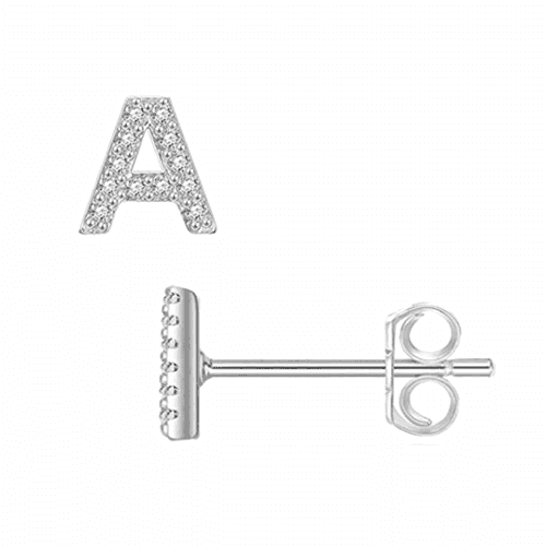 Custom sterling silver diamond initial earrings factory personalized jewelry with cubic zirconia CZ wholesale manufacturers